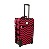 World Traveler Chevron Expandable Upright Luggage Set, Fuchsia Black Chevron