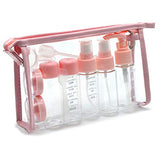 Tsa Approved Travel Toiletry Bottles Leakproof Containers Kit (BPA FREE) Travel Accessories - 10 Pieces/Clear Bag-Pink