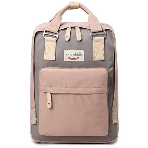 Water-resistant School Backpack Girls Women Travel Bag fits 14inch Laptop for Student (Pink01)