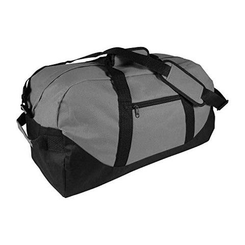 New 21" Large Zippered Duffle Bag Sports Gym Ditty Bag Traveling Shoulder Strap | Gray
