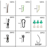 LIZHOUMIL 217/252pcs Carp Fishing Tackle Box Anti Tangle Sleeve line aligner Bait Screw Stoper carp Hook carp Sinker T0514-217 Pieces Without Corn