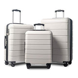 LIZHOUMIL Luggage Sets Suitcase Lightweight TSA Lock Spinner 20In24In28In White ABS