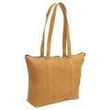 Le Donne Leather Double Strap Med Pocket Tote (Tan)