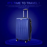 Luggage 3 Piece set ABS Hardshell with Spinner Durable and Lightweight 3 PC Suitcase sets 20 24 28 inch, Free Backpack Inside (Cobalt Blue 2)