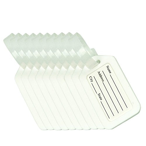 BlueCosto Luggage Tag Suitcase Label Bag Travel Accessories - White,10 Pack