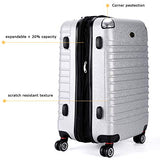 Travel Joy Expandable Luggage Carry on Suitcase TSA Lightweight Hardside Luggage Spinner Wheels Luggage 20 inches (Silver)