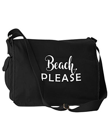 Funny Beach, Please Parody Black Canvas Messenger Bag