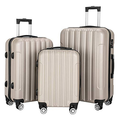 Luggage Set 20" 24" 28" 3 Piece Hardside Suitcase with Spinner Wheel TSA Lock Lightweight Carry On
