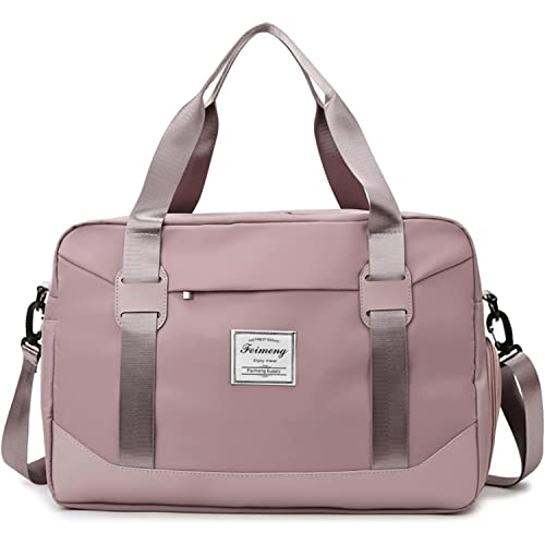 FOAN & MABLE Womens travel bags, weekender carry on for women, sports Gym Bag, workout duffel bag, overnight shoulder Bag fit 15.6 inch Laptop Pink Large