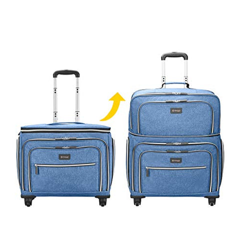 Biaggi Luggage Lift Off Expandable Carry-on to Check In, Denim Blue