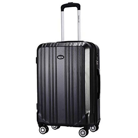 Travel Joy Expandable Carry on Luggage ABS+PC Premium Suitcase TSA Locks Lightweight Spinner Wheels Hardshell Luggage (BLACK1, 1 pc carryon (20")