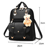 Yaagle Korean Pu Shoulder Large Capacity Bag With Bear Decoration For Women And Girl (Navy)