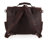 Polare Men'S Full Grain Leather 16'' Briefcase Shoulder Messenger Bag Fit 15.6'' Laptop