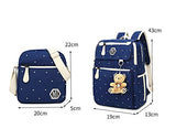 Fanci 4Pcs Polka Dot Women Canvas Daypack Casual School Bag for Girls Middle High School Backpack