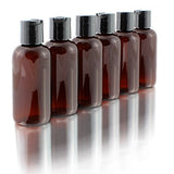 4oz Empty Amber Brown Plastic Squeeze Bottles with Disc Top Flip Cap (6 pack); BPA-Free Containers For Shampoo, Lotions, Liquid Body Soap, Creams (4 ounce, Amber Brown)