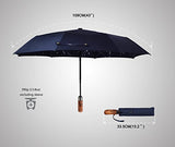 Balios (Designed in UK) Umbrella Handmade Real Wood Handle-Dark Navy with Sophisticated