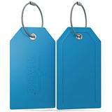Shacke Luggage Tags with Full Back Privacy Cover w/Steel Loops - Set of 2 (Aqua Teal)