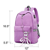 Hey Yoo HY760 Cute Casual Hiking Daypack Waterproof Bookbag School Bag Backpack for Girls Women (Purple)