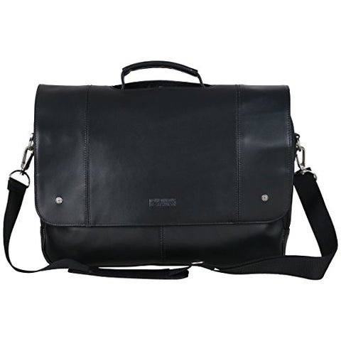 Kenneth Cole Reaction Leather Dual Compartment Flapover 16.0" Computer Business Crossbody Portfolio Laptop Briefcase Black One Size