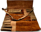 M'Cuero Leather Brown chefs roll bag knife roll leather bag shoulder Bags