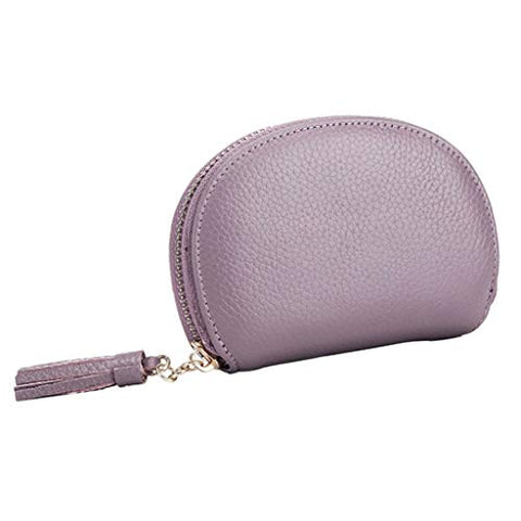 Womens Real Leather Tassel Id Credit Card Wallet Holder Multi Pocket Case (Color - Purple)