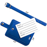Luggage Bag Tags Leather Travel ID Labels Suitcase Name Tags with Snap - Set of 2 (PU Blue)