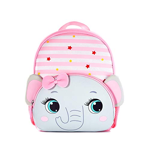 Toddler Backpack Waterproof Preschool Backpack 3D Cute Cartoon Neoprene Animal Schoolbag for Kids for 2-5 Years Boys Girls (Grey Elephant)