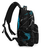 Black Backpack blue marlin fish jumping Daypacks for Women Men, Bookbags for Outdoor Hiking School