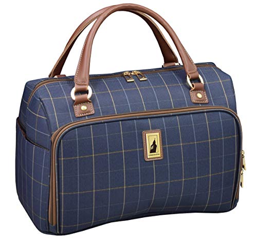 London Fog Kensington II 17" Cabin Bag, Navy Window Pane