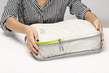 Compression Packing Cubes Set of 3,Ultralight Travel Organizer Bags and Luggage Strap (cool grey)