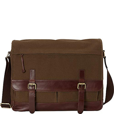 Mancini Leather Goods Messenger Bag for 15.6" Laptop (Olive - Brown Trim)