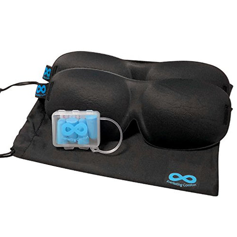 Everlasting Comfort Sleep Mask Travel Kit- Includes 2 Sleep Masks And 2 Sets Of Earplugs