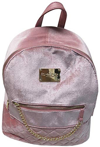 Bebe Gina Large Velvet Backpack Blush