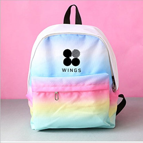 Bosunshine Kpop BTS Gradient Print Backpack Schoolbag Satchel (Multicolor)