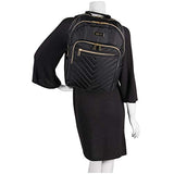 Kenneth Cole Reaction Women's Chelsea Luggage Chevron Softside 8-Wheel Spinner Expandable Suitcase Collection, Black, 2pc Bundle (Carry On+Backpack)