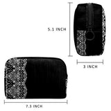 LORVIES Black And Lace Makeup Bag Toiletry Bag for Women Skincare Cosmetic Handy Pouch Zipper Handbag