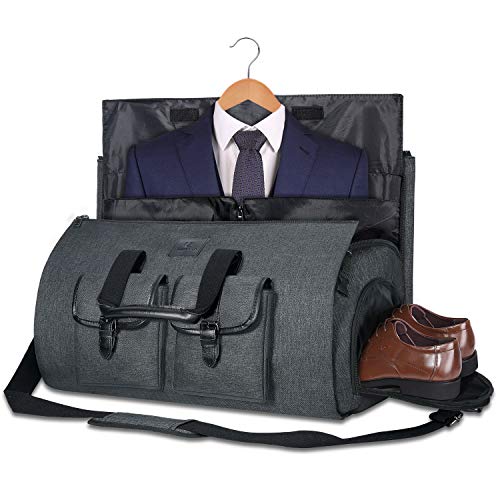 Folding Leather Clothes Travel Bag Suit Business Garment Bag Hanging Luggage