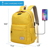 Modoker Travel Laptop Backpack for Women Men, College School Bookbag Vintage Backpack with USB Charging Port, Water Resistant Casual Daypack Fits 15.6 inch Macbook Yellow