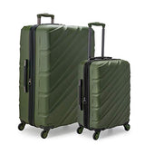 Travelers Choice Gilmore 2-Piece Expandable Hardside Luggage Set with Push-Button Handle, Green, Olive