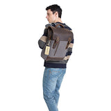 Vintage Leather Canvas Backpack, Retro Canvas Campus School Rucksack Fits 15.6 inch Laptop