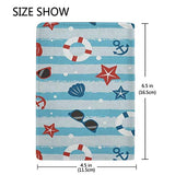 Passport Holder Anchor Starfish Seashell On Striped Passport Cover Case Wallet Card Storage