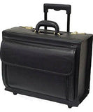 Black Leather Wheeled Catalog Case (#1855-0)
