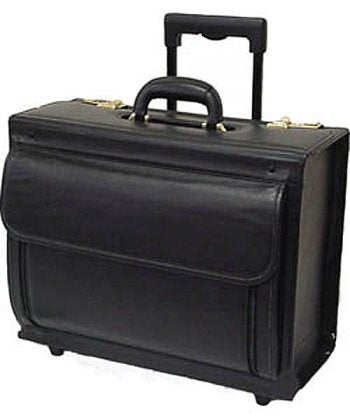 Black Leather Wheeled Catalog Case (#1855-0)