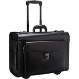 Mancini Deluxe Wheeled Leather Catalog Case - Black