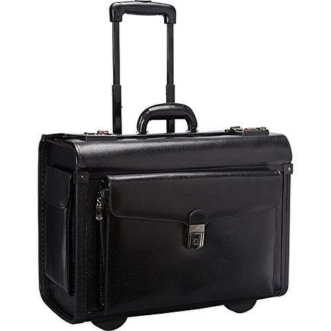Mancini Deluxe Wheeled Leather Catalog Case - Black
