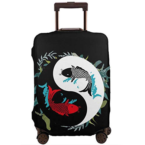 Travel Suitcase Protector Zipper Suitcase Cover Yinyang Kio Fish Print Luggage Cover 18-32 Inch
