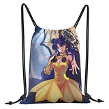 Drawstring Backpack Sai-Lor Mo-On -Sa-Ilor M-Ars Water Resistant Canvas Sport Yoga Gym Bag Sack for Men Women