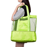 Mesh Beach Bag with Cooler Insulated Lightweight and Foldable with Durable Zipper Picnic Tote