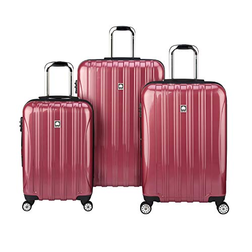Delsey Luggage Aero 3-Piece Luggage Set (21" Carry-on, 25", 29"), Dark Pink