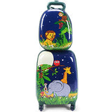 GHP 16"×12"×8.5" ABS Kids Animal Design Trolley Suitcase Luggage w 12" School Backpack